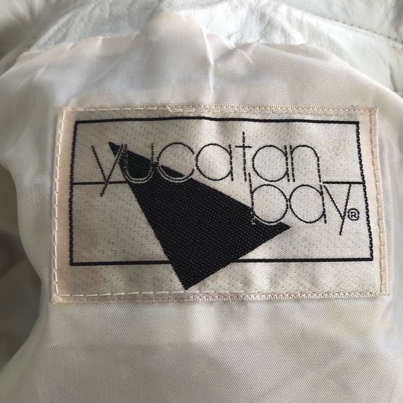 Yucatán Bay Vintage 80’s White Cropped Leather Jacket - Picture 8 of 12